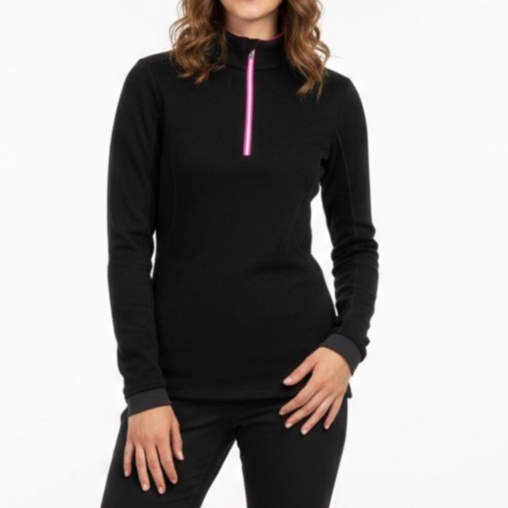 Wool Blend Decathalon WED’ZE Black 1/2 Zip Base Layer Thermal Winter Top XXS